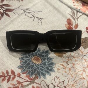 Black Square Acetate Chunky Sunglasses